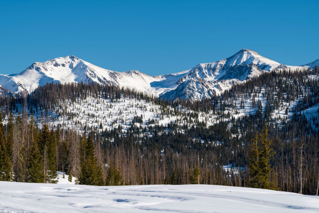 Snow Capped High Mountain Peaks are Backdrops to Wolf Creek Ski